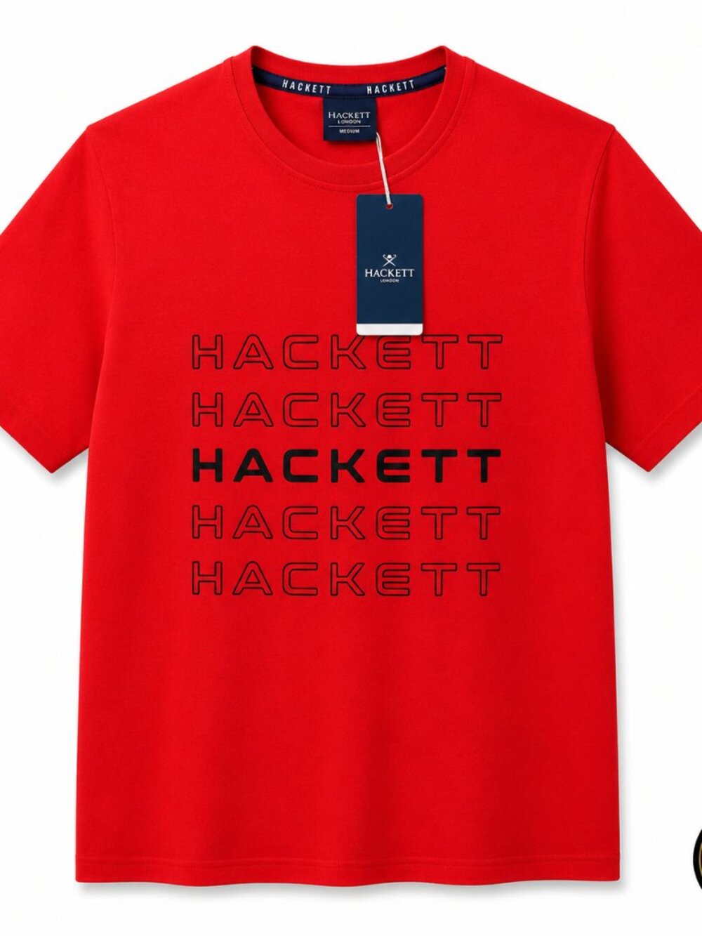 Hackett London Men’s Red Logo T-Shirt NWT | Repeat Graphic Crew Neck Tee